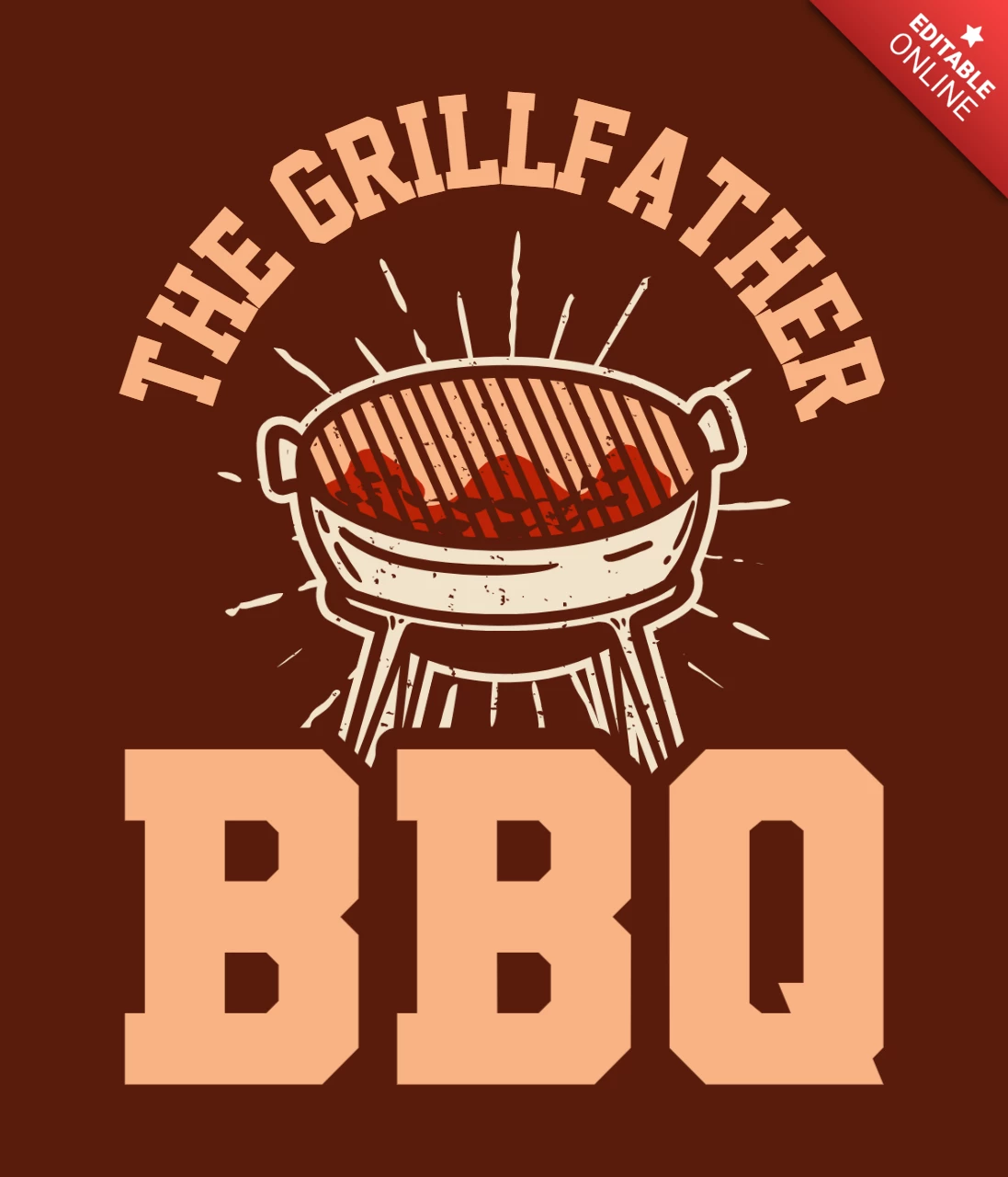 Modelo de design de camiseta vintage para churrasco com grelha do grillfather