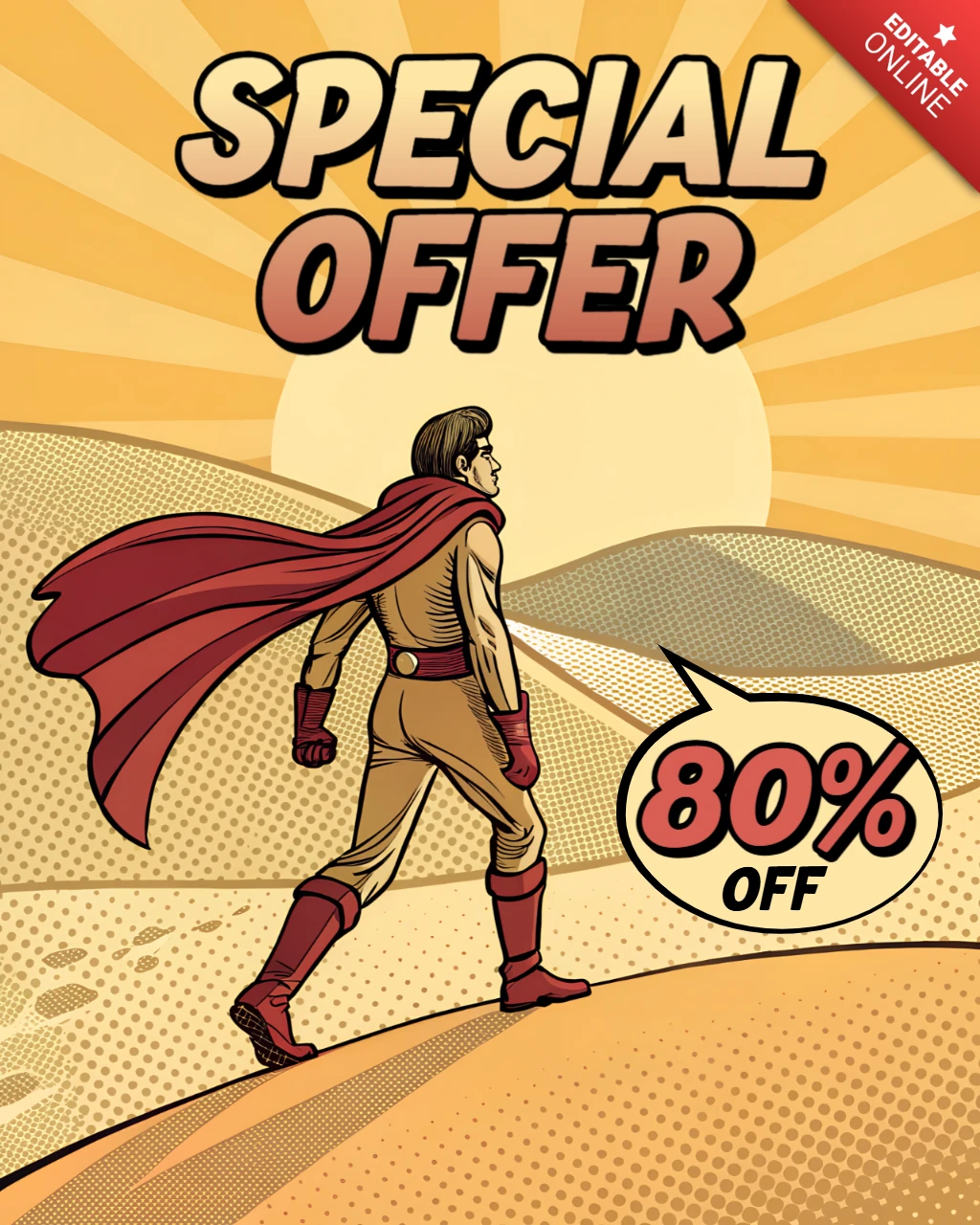 Comic-Stil Werbedesign-Vorlage für Sonderangebot-Flyer