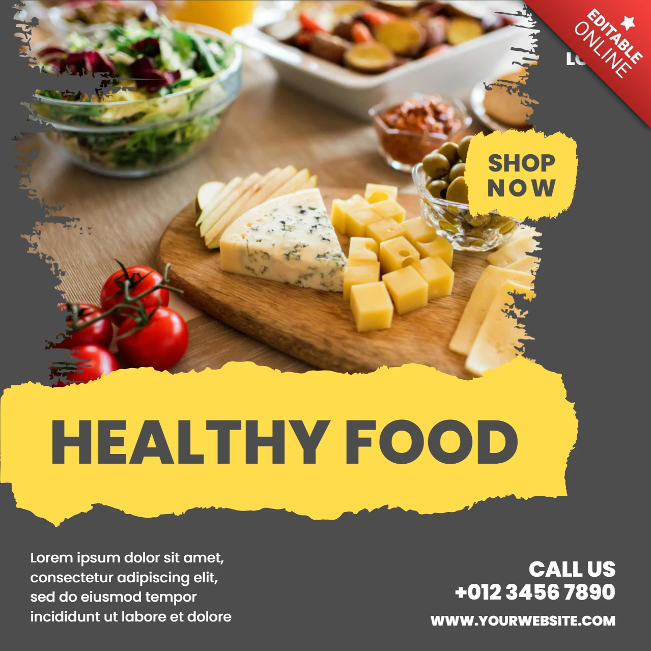 Dashing Yellow Restaurant Ad Social Media Post Design Template