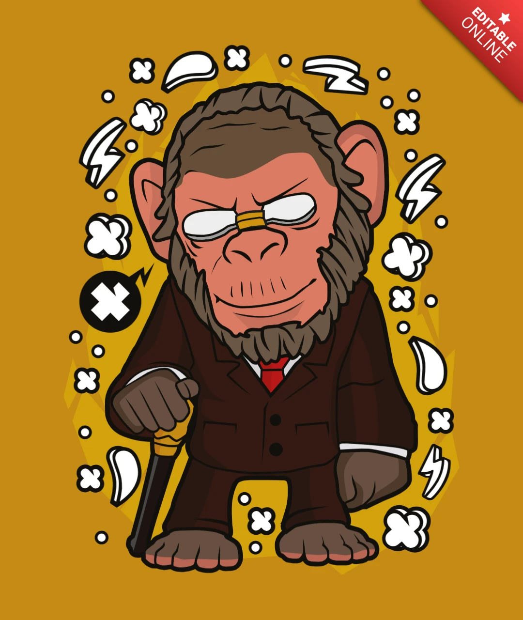 Monkey king popcultuur t-shirt ontwerp sjabloon