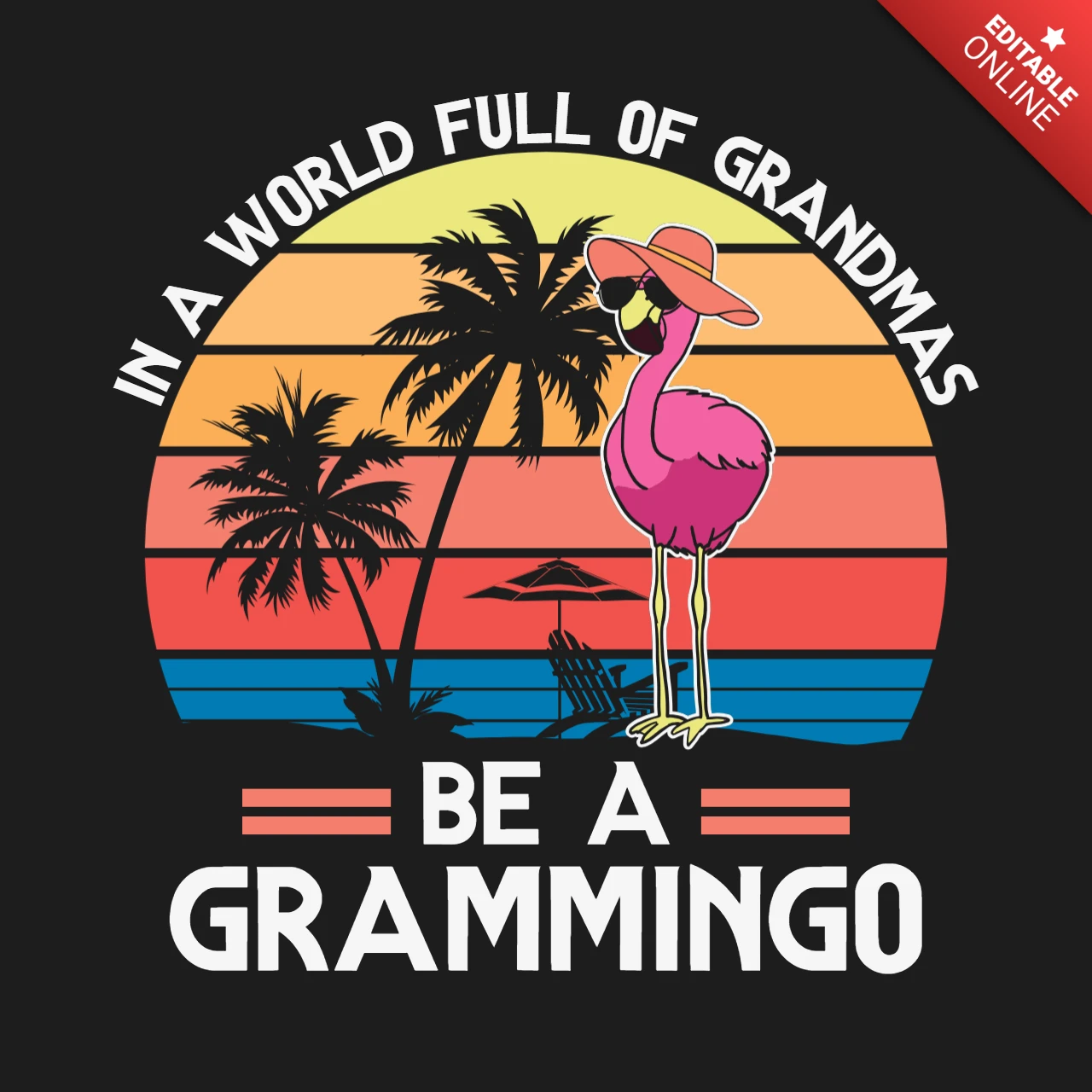 Flamingo in einem strand t-shirt design vorlage