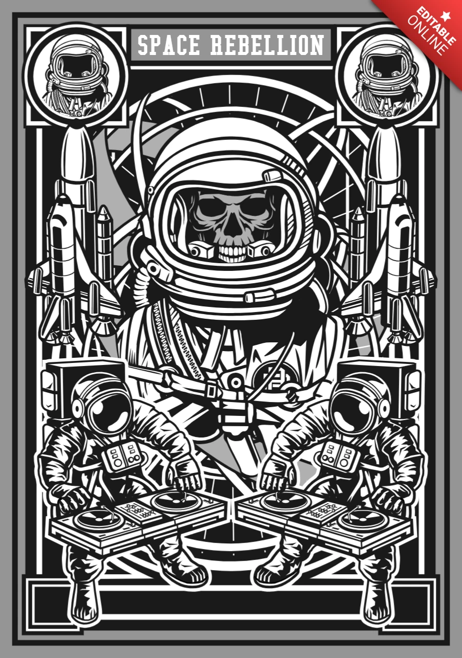 Space Rebellion T-Shirt Design Template