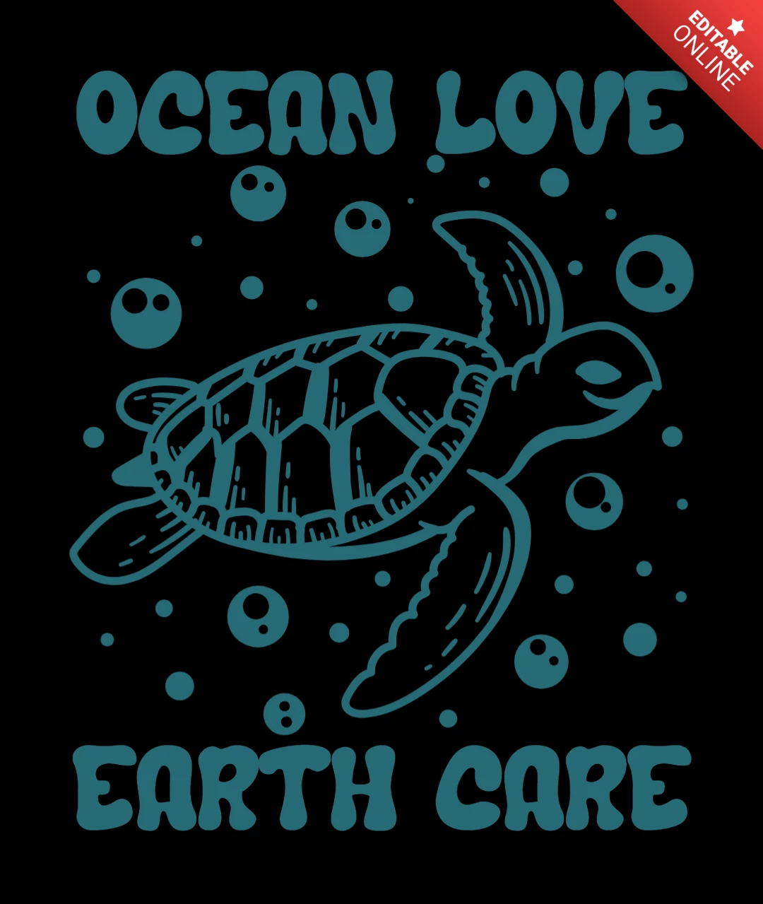 Ocean Love, Earth Care Protecting Our Planet’s Blue Heart T-Shirt Design Template