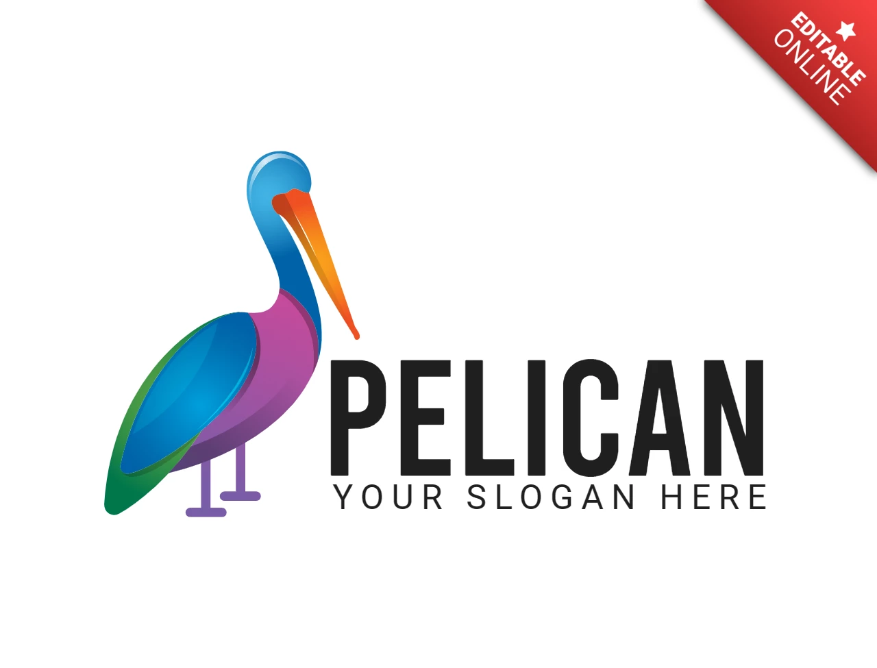 Plantilla de diseño de logotipo de pájaro pelícano