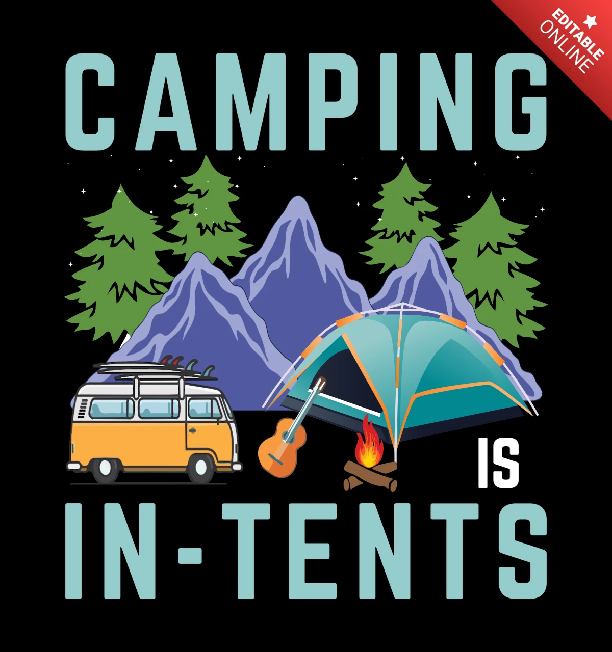Camping ist in zelten t-shirt design Vorlage