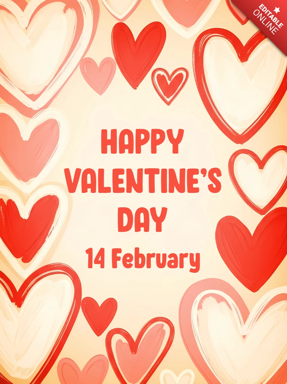 Plantilla de diseño de corazón para tarjetas de felicitación del Día de San Valentín