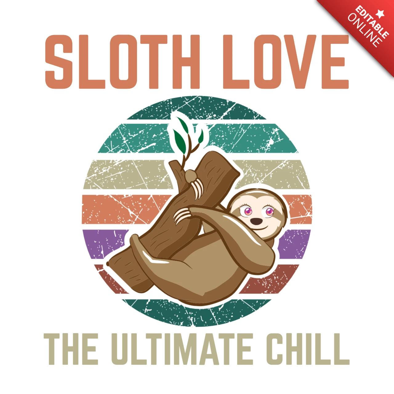 Шаблон дизайна футболки "Sloth love the ultimate chill