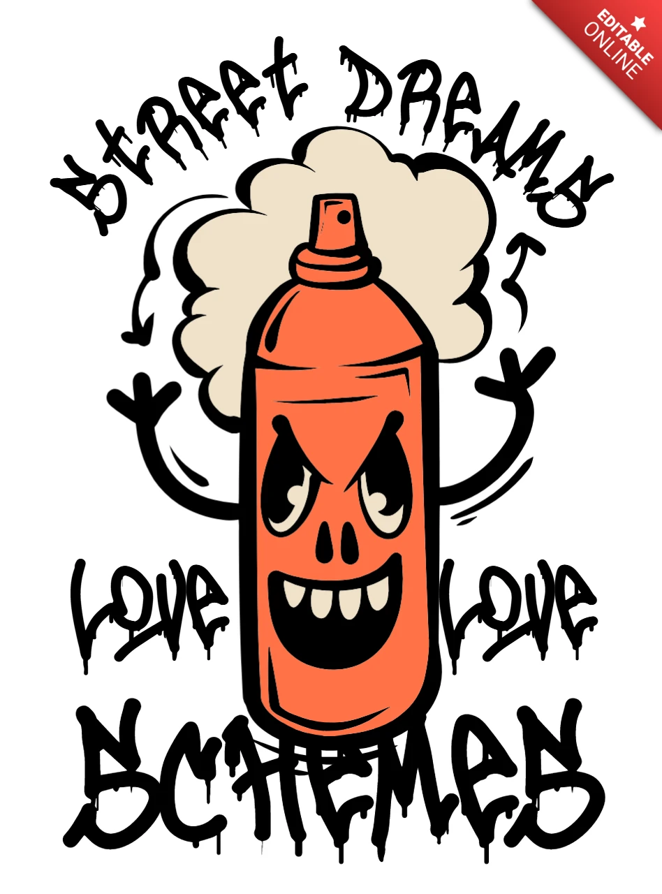 Template de design de graffiti de arte de rua para impressão em camisetas