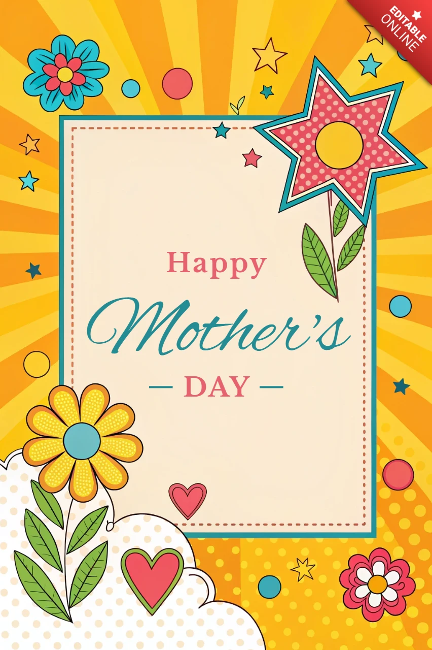 Colorful Floral Mother's Day Design Template for Editable Celebrations