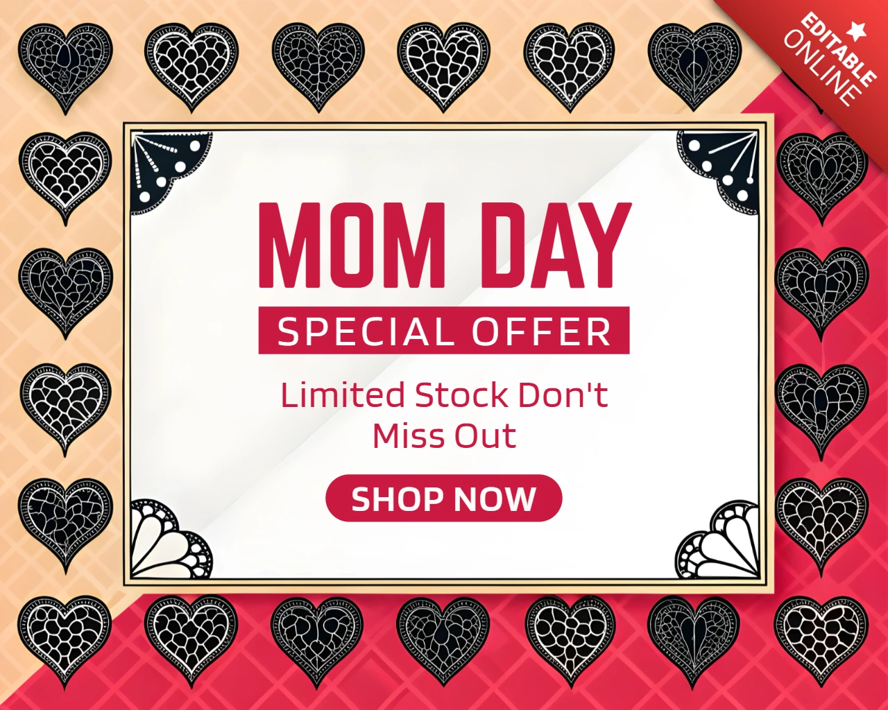 Elegant Heart-Themed Mother's Day Promotion Template Design