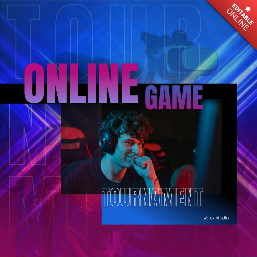 Ultimate online gaming tournament instagram template design