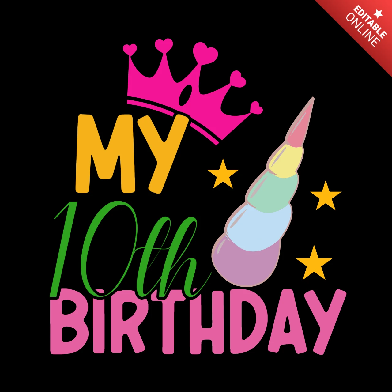 Einhorn geburtstag typografie t-shirt design vorlage