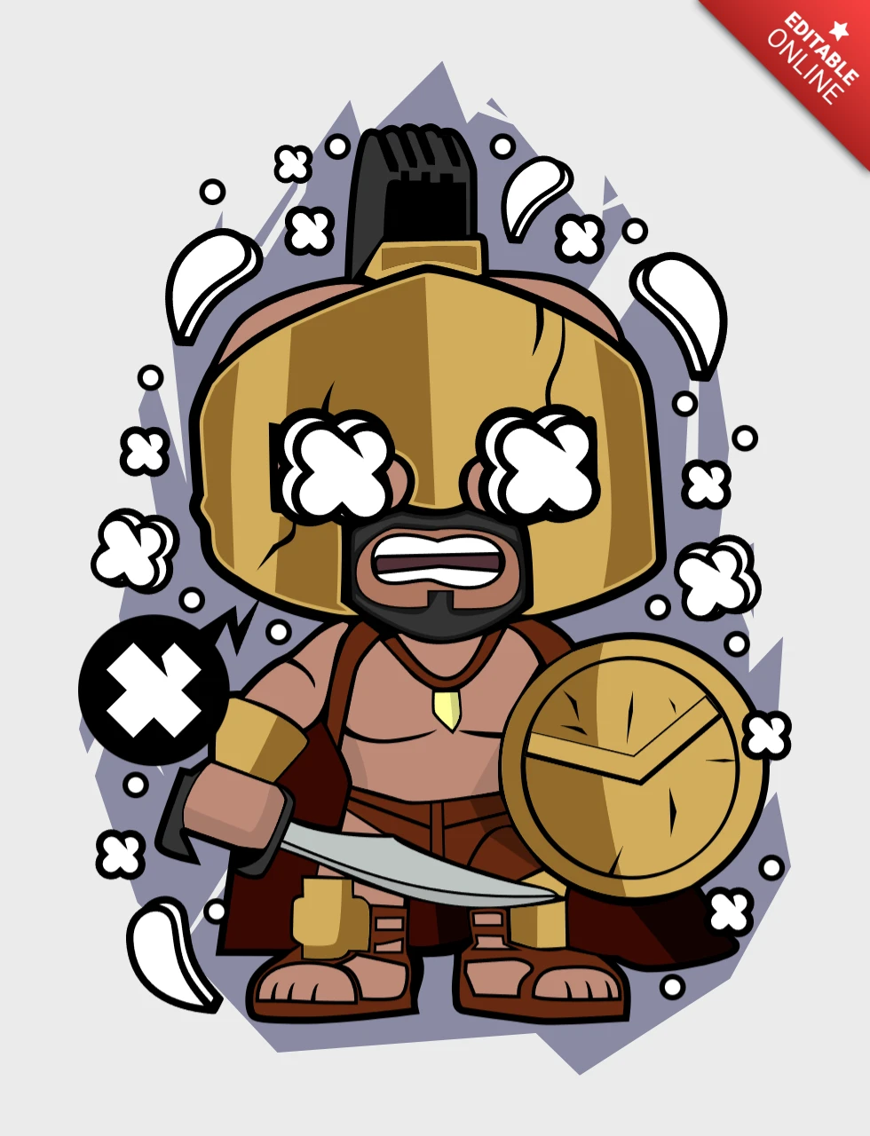 Spartan Cartoon Character Pop Culture T-Shirt Design Template