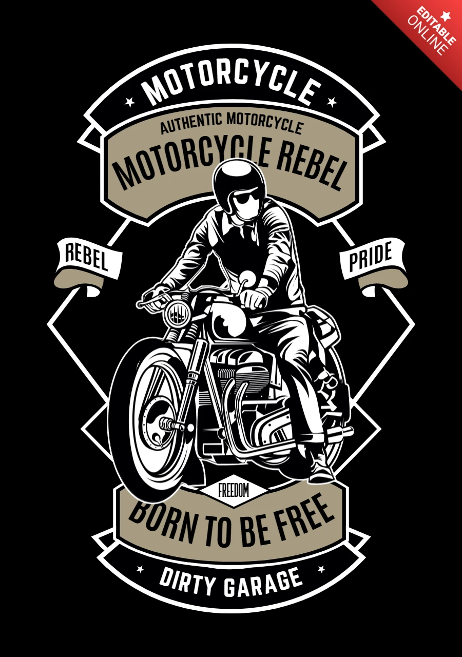 Modello di design per maglietta moto ribelle