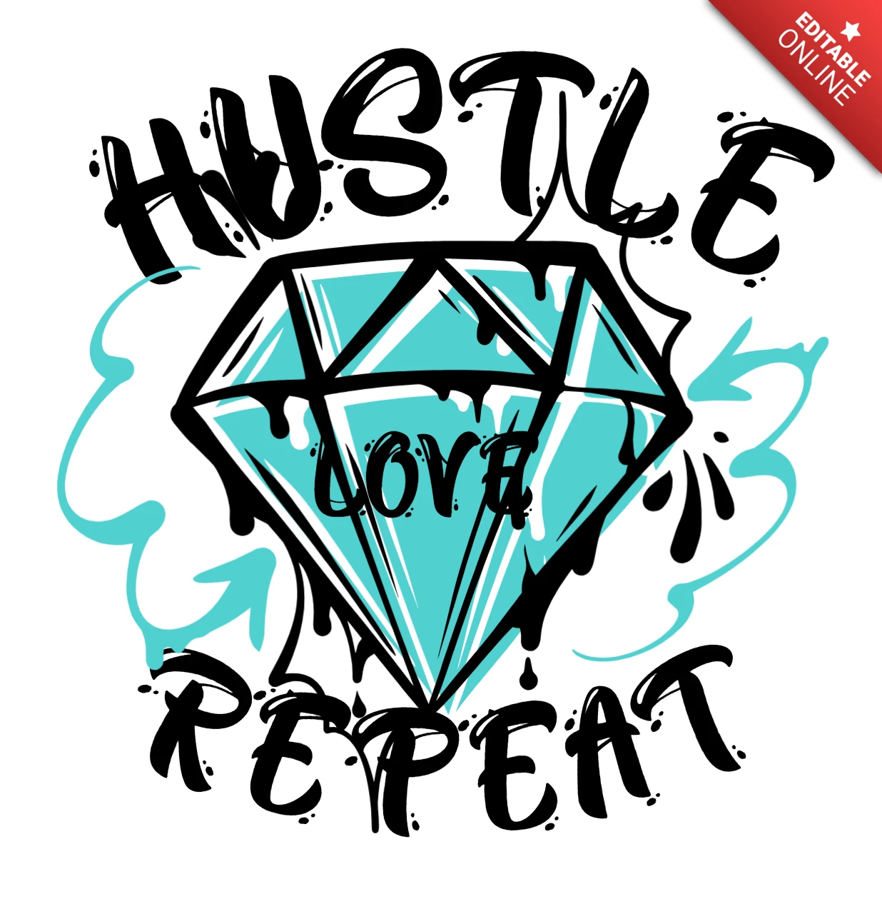 Hustle amour répéter design graphique diamant pour t-shirt