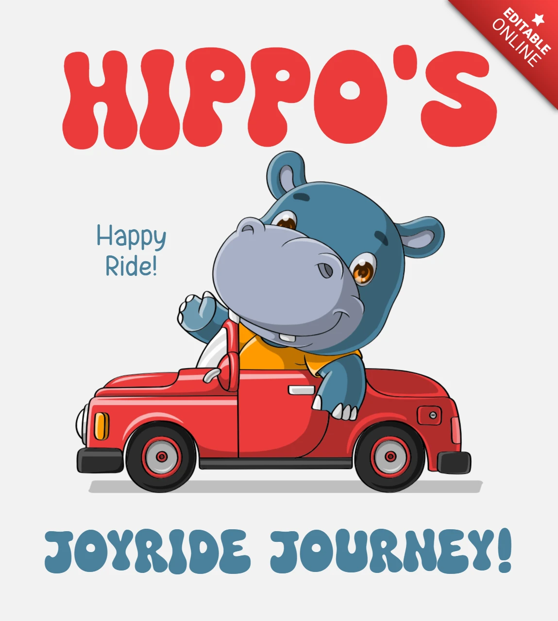 Happy Hippopotamus Journey Design for Kids Poster Template