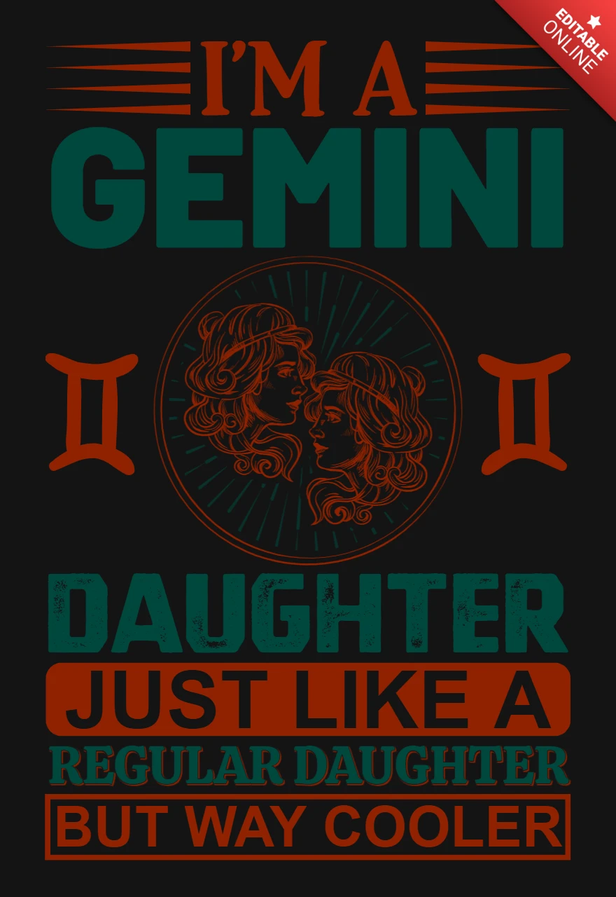 Modello di maglietta per il segno zodiacale della figlia dei gemelli