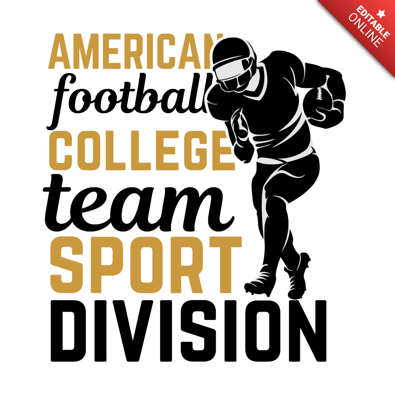 American Football College Team Sport Division T-Shirt Design Template