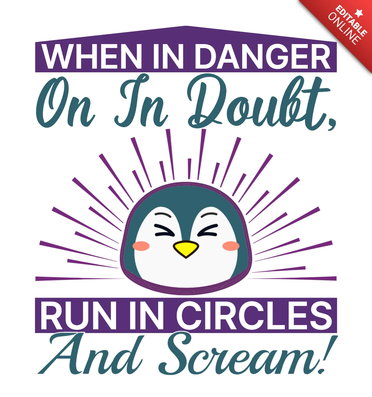 Ontwerpsjabloon met leuke pinguïn quote voor grillig kunstwerk