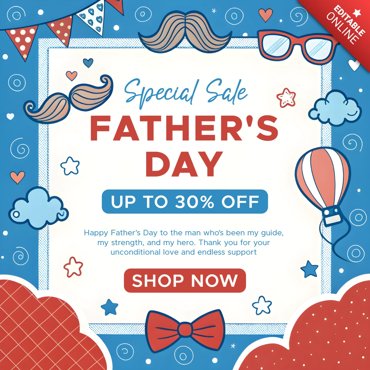 Father's Day Sale Template - Fun and Whimsical Design for Special Promotions