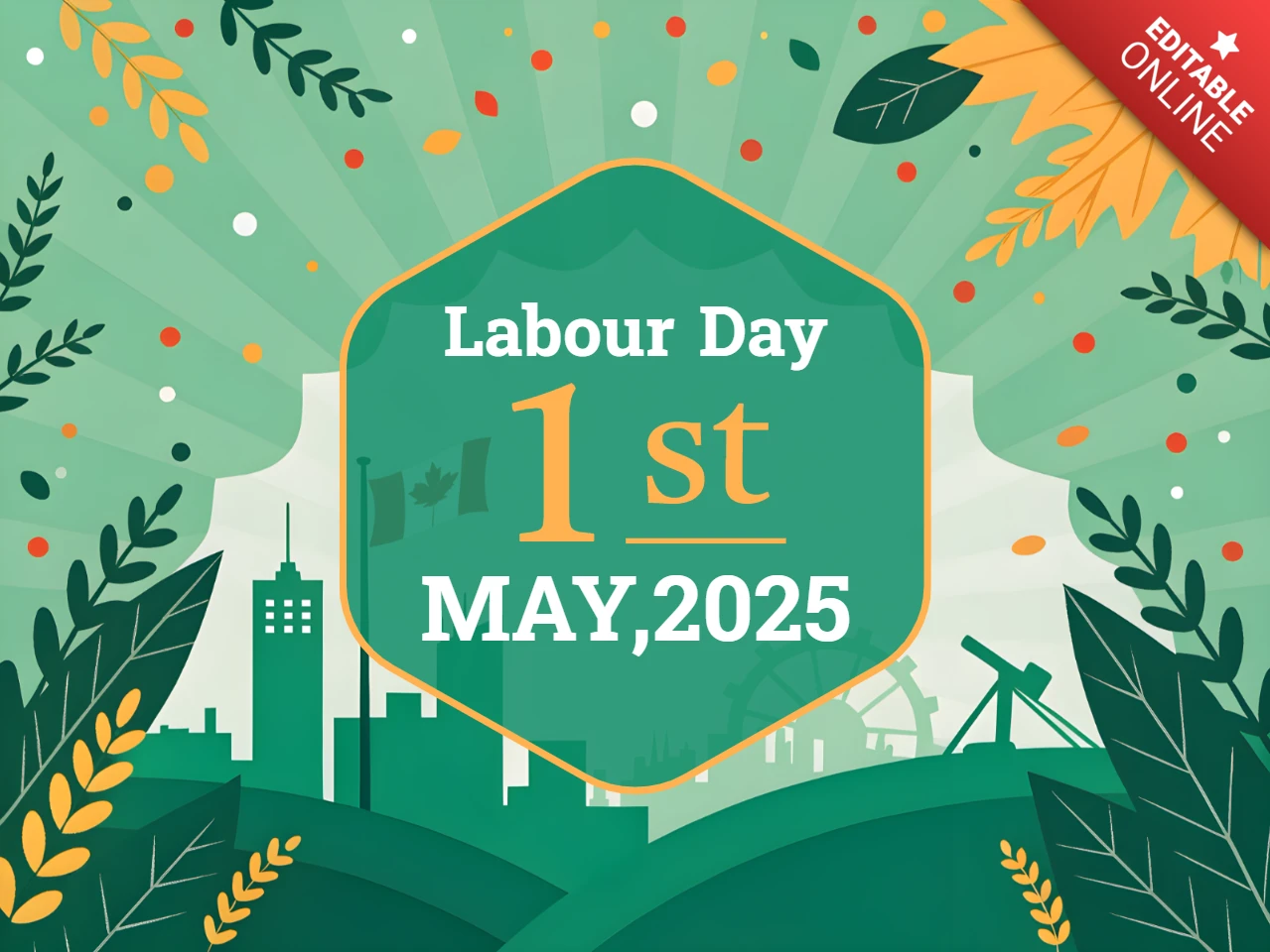 Editable Labour Day Celebration Template with Vibrant Graphic Design