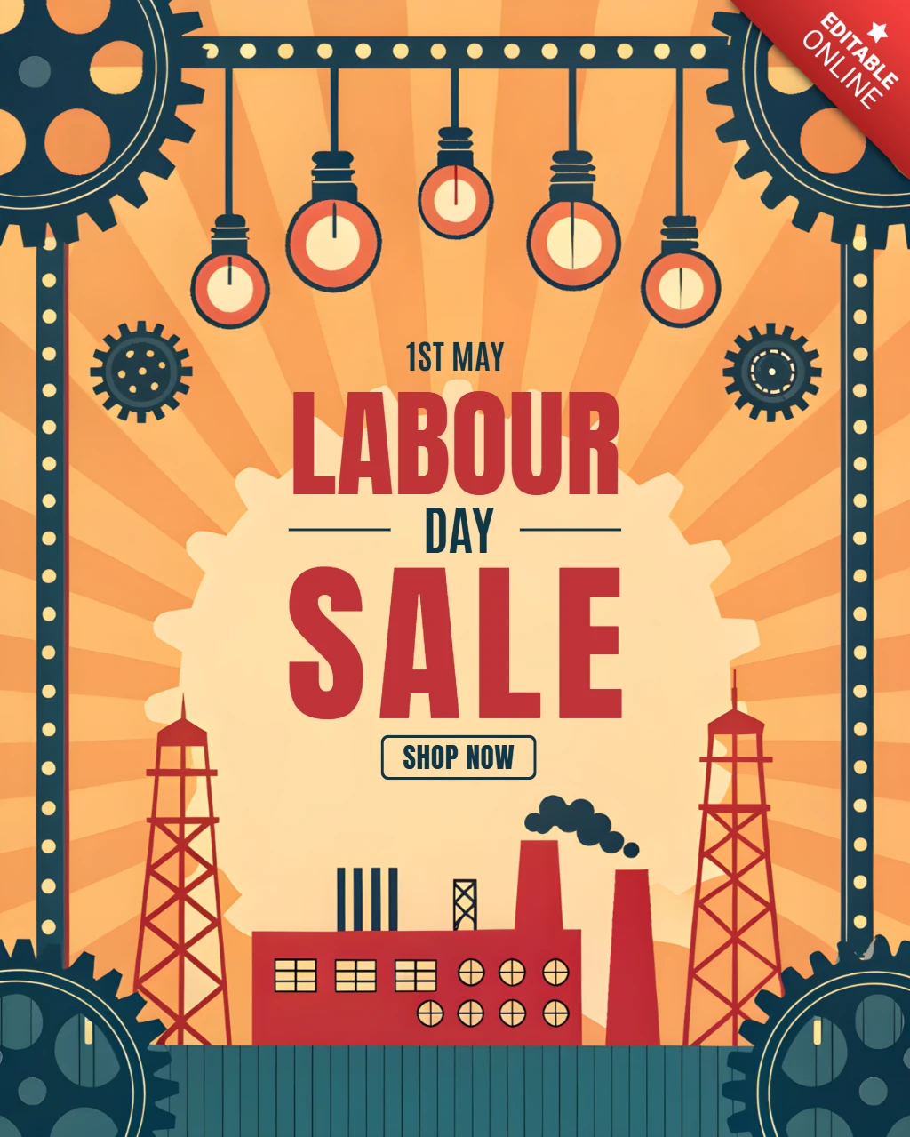 Modello di design industriale retrò per la promozione della festa del lavoro