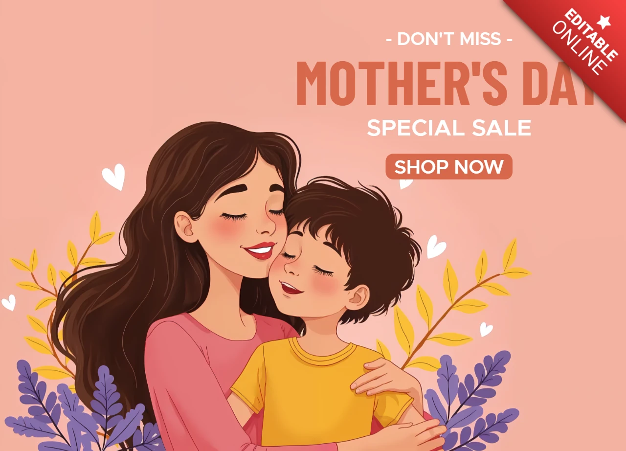 Plantilla de diseño de venta para el Día de la Madre - encantador estilo ilustrado para promociones sentidas