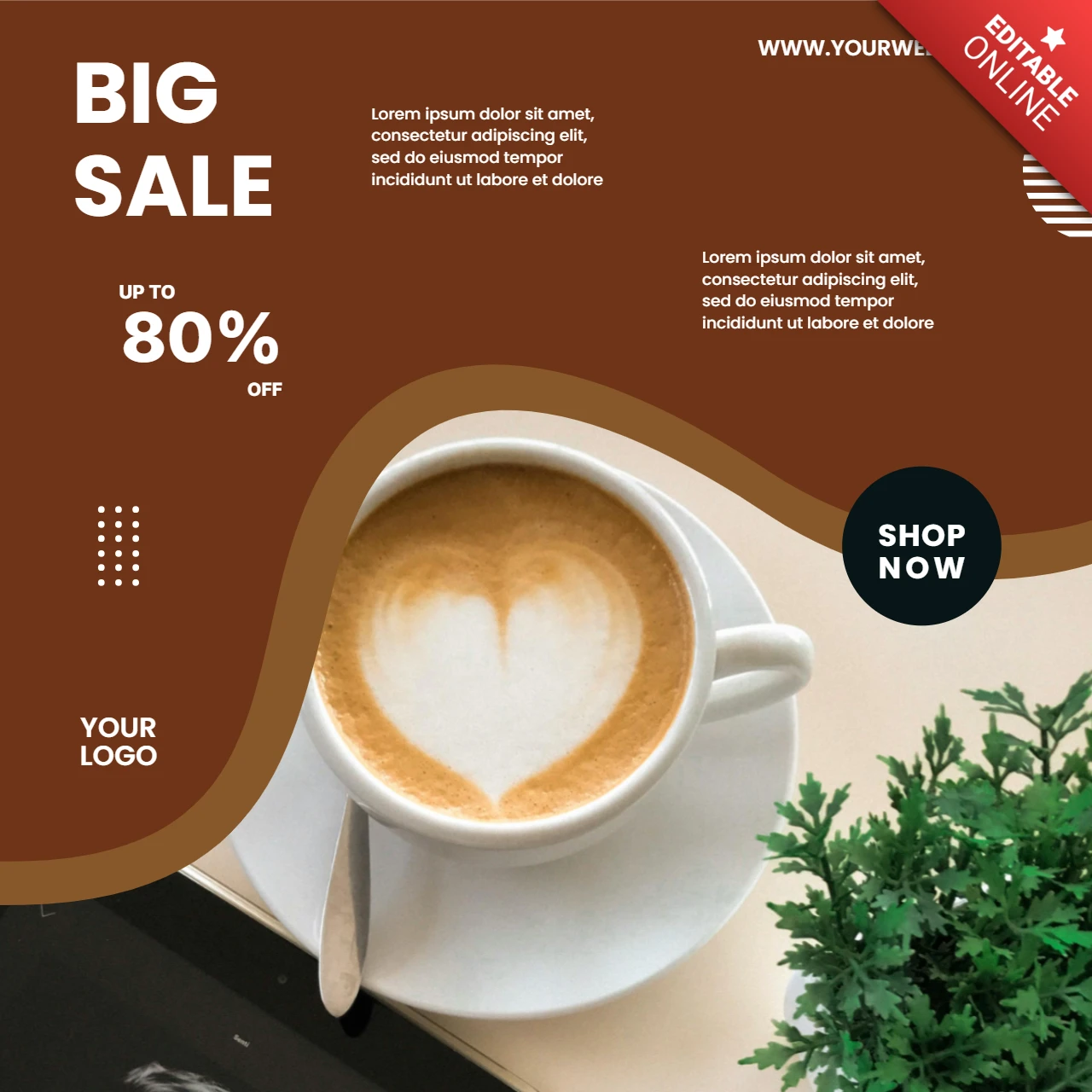 Big Sale Coffee Shop Social Media Post Design Template