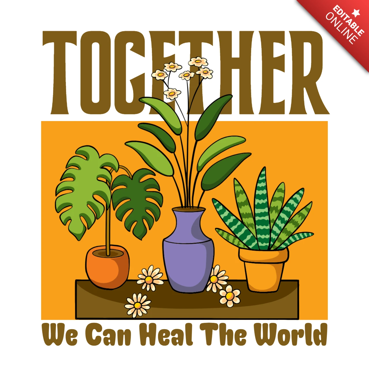 Juntos sanamos la naturaleza ecológica plantilla de diseño de camiseta