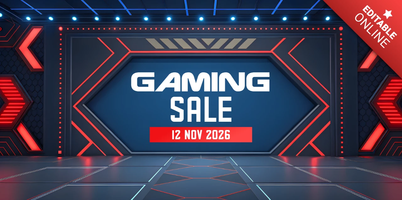 Gaming verkoop ontwerp sjabloon met neonlichten en futuristische stijl