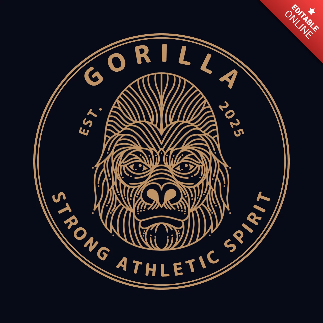 Modèle de conception de logo emblème de gorille