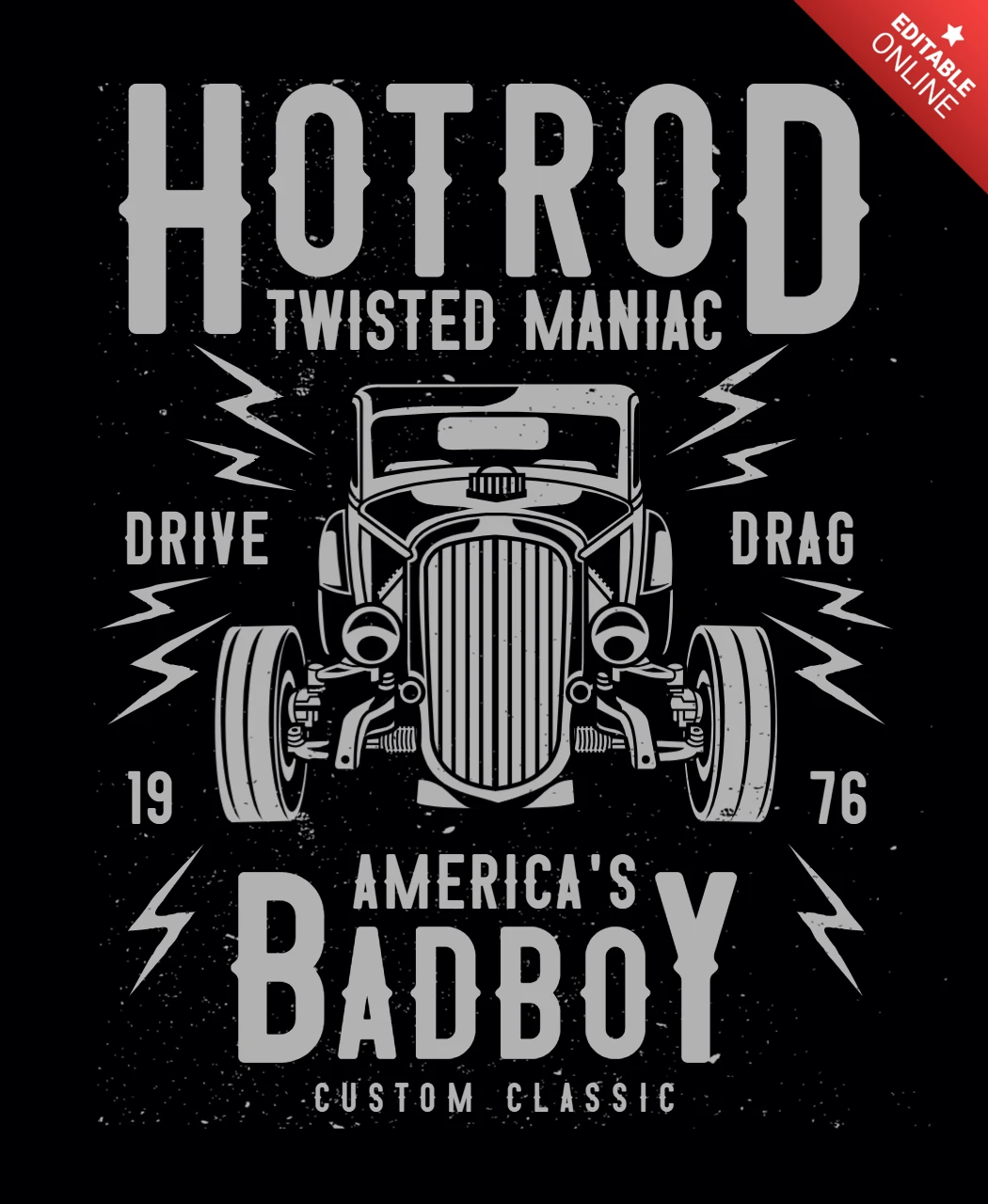 Hot rod bad boy tişört tasarım şablonu