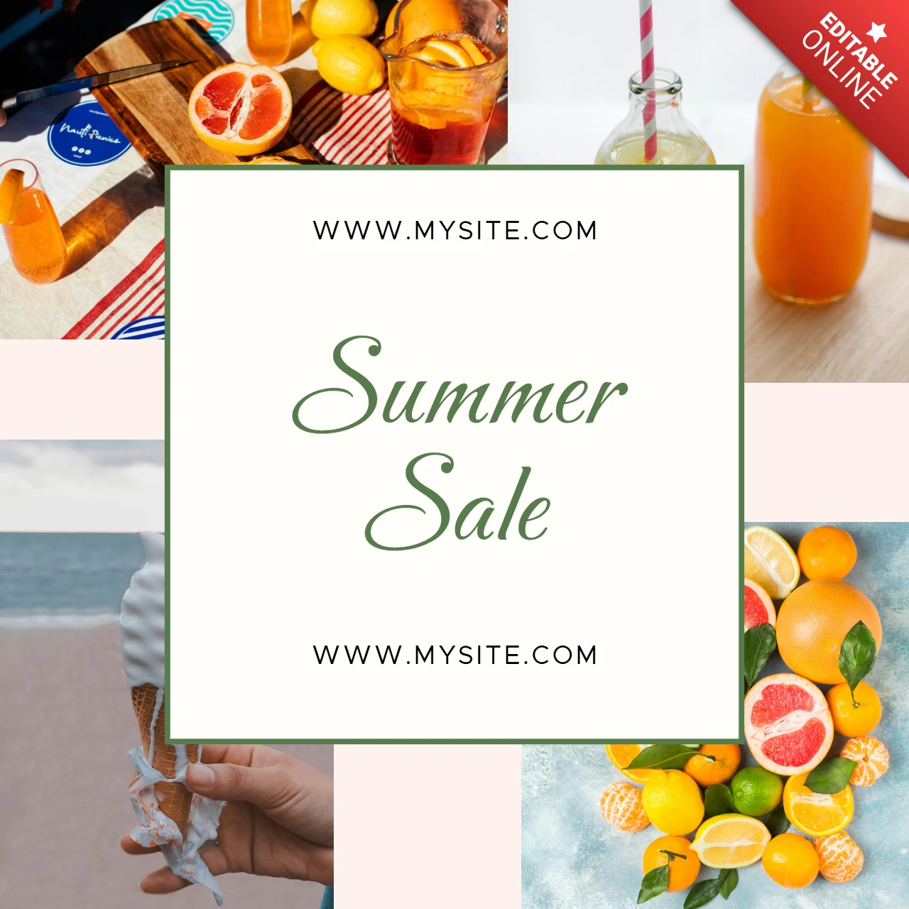 Lebendiger Sommer Verkauf Orange ästhetische Instagram Post Design Vorlage