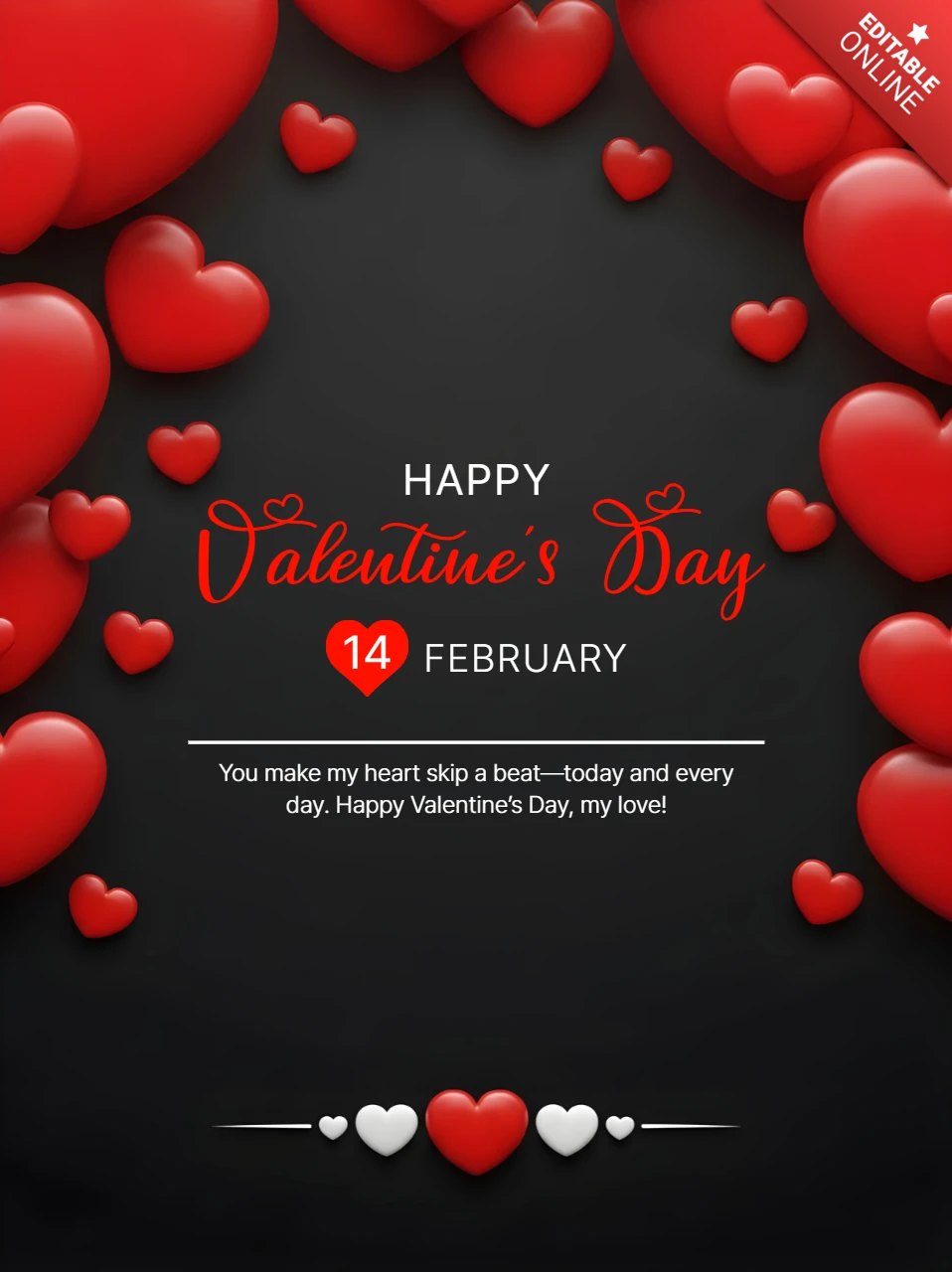 Valentine's Day Heart Design Template for Greeting Cards
