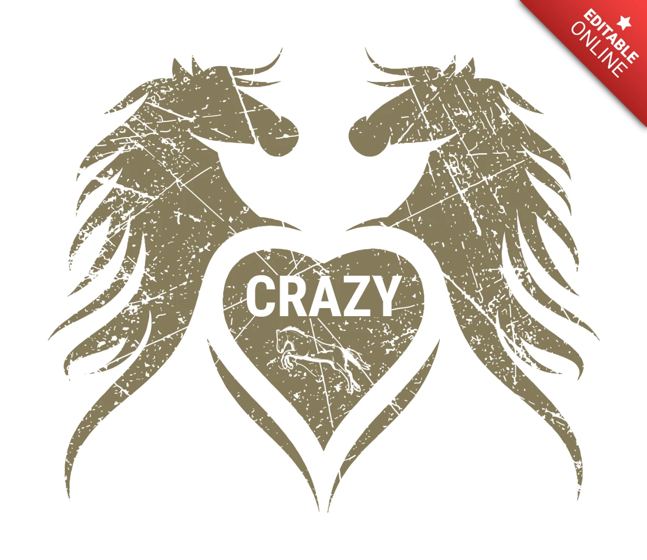 Vintage Grunge Horse Love Design Template for Customizable Artwork