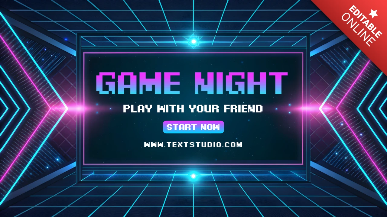 シンセウェーブネオンゲームナイトテンプレート プレイフルイベントデザイン用