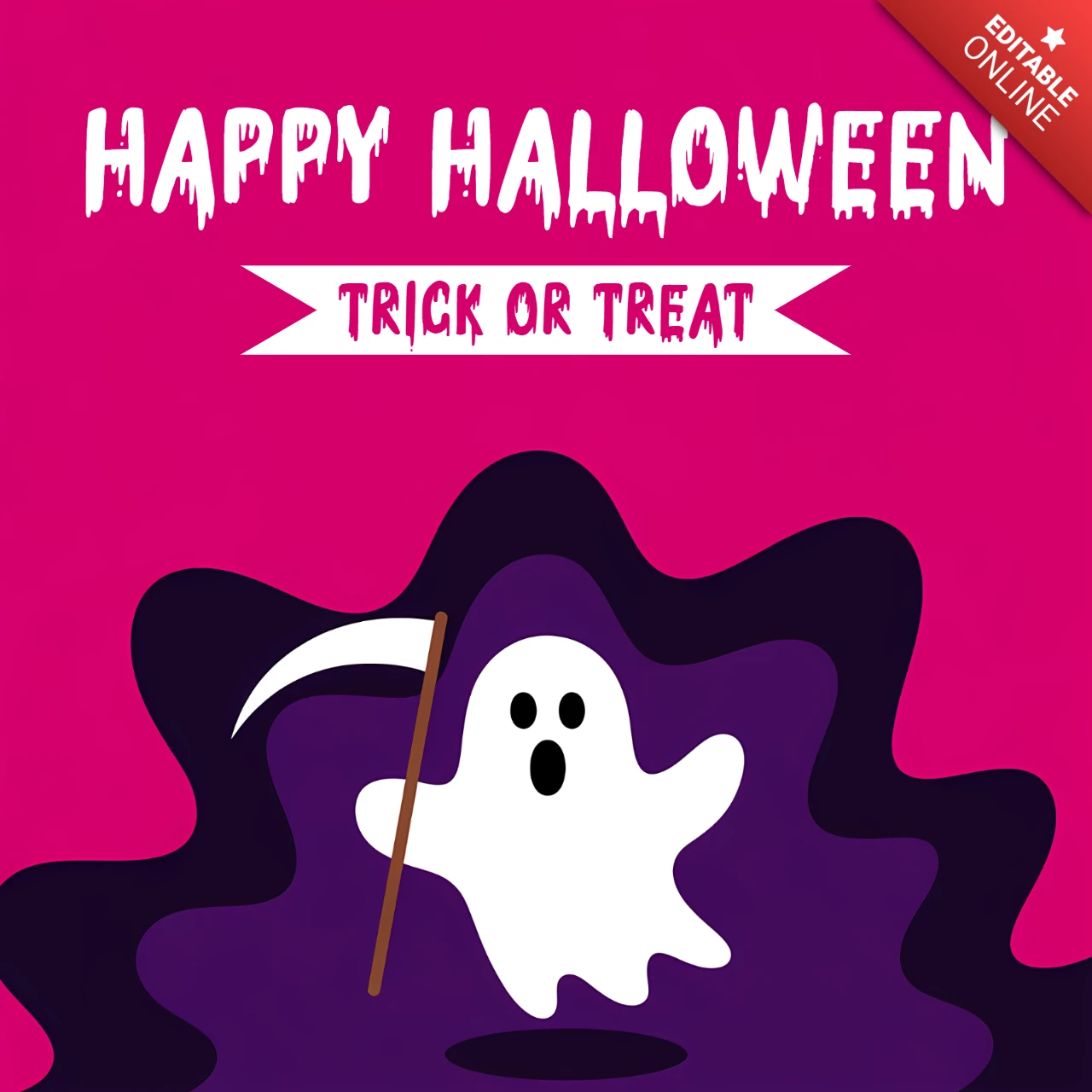 Diseño de plantilla de Halloween con fantasma espeluznante para invitaciones a fiestas