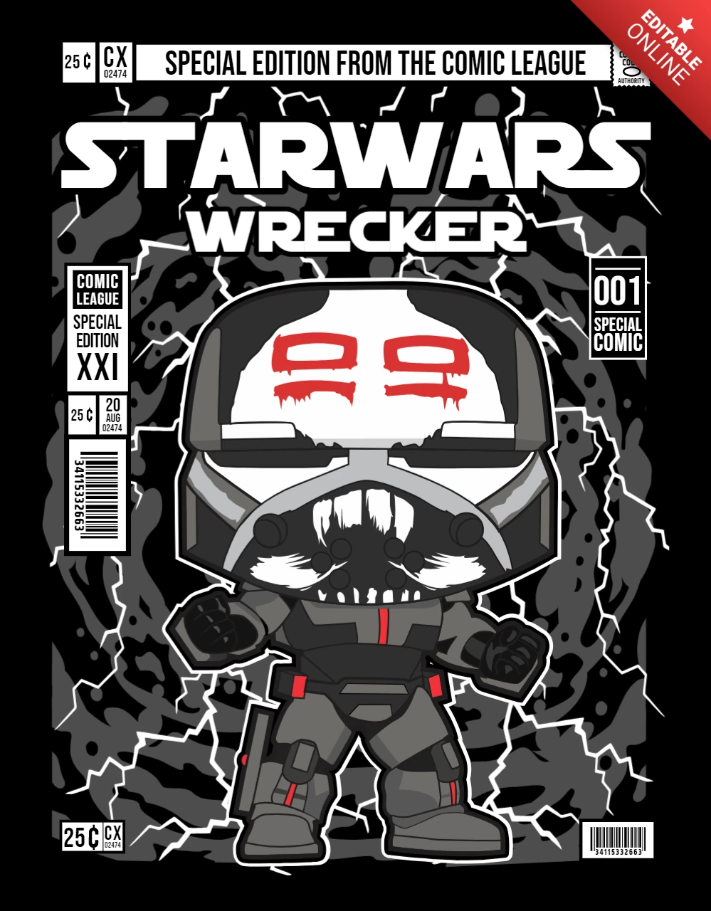Modèle de conception de couverture de magazine de personnage de dessin animé Star Wars Wrecker
