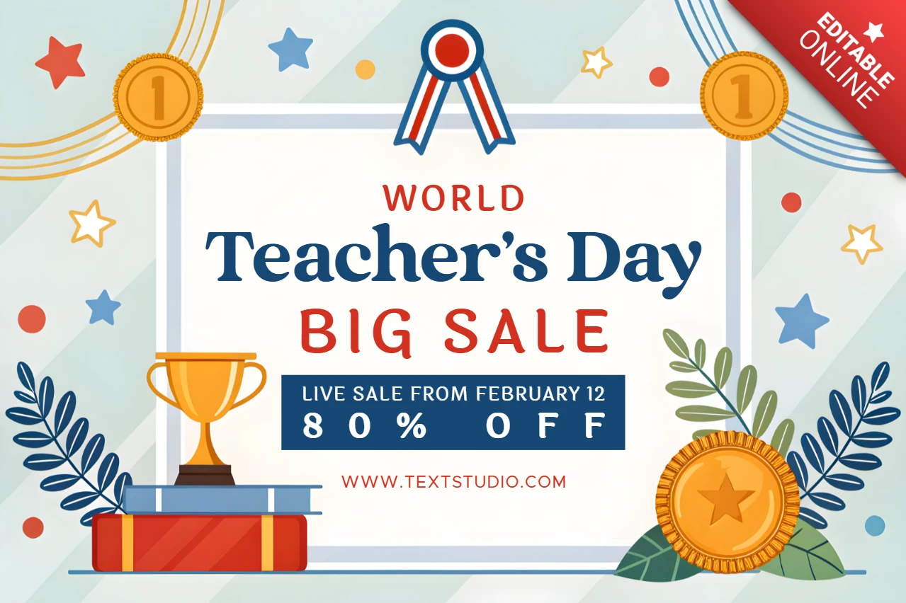 Colorful Teacher's Day Sale Design Template for Editable Promotions
