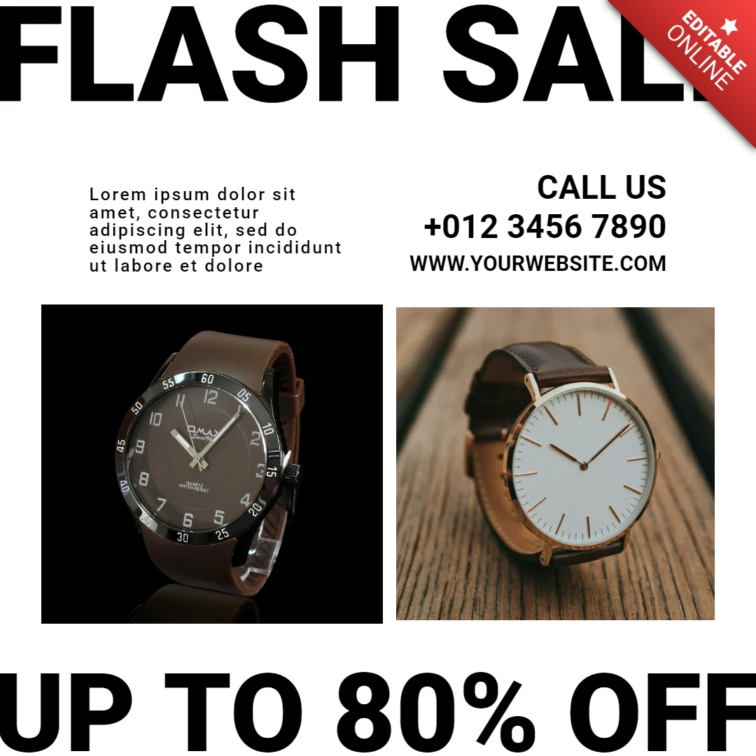 Modèle de conception de publication Instagram de montre d'offre de vente flash