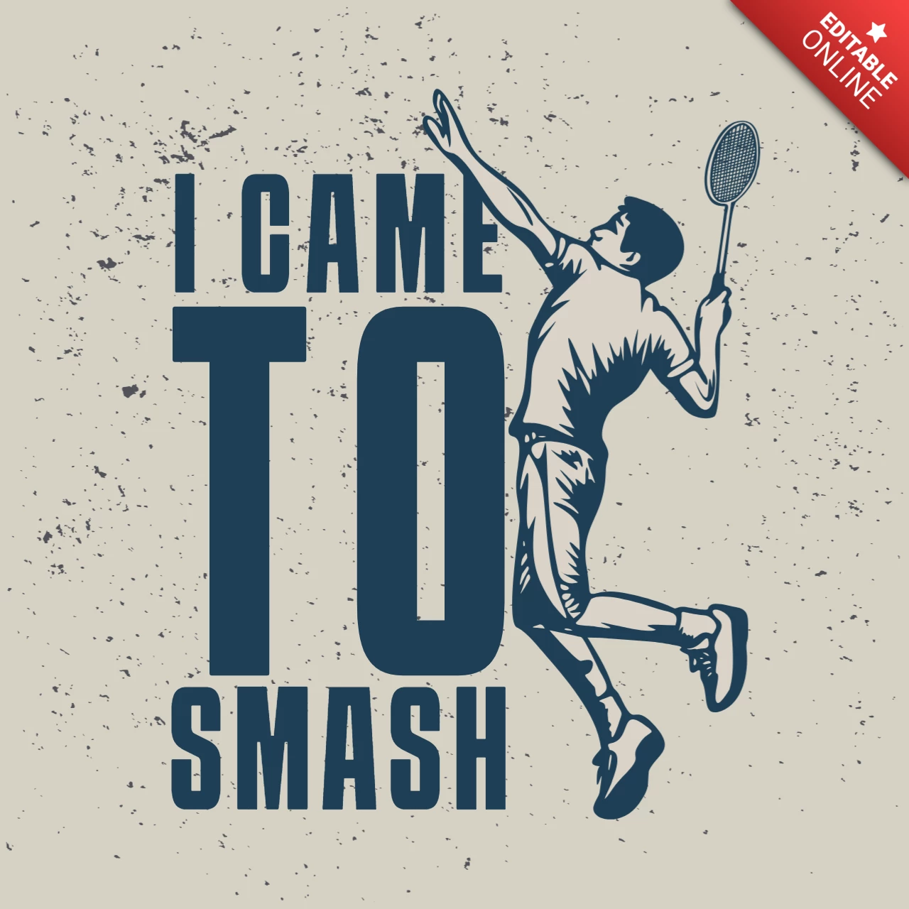 Badminton Player Doing Smash Vintage T-shirt Design Template