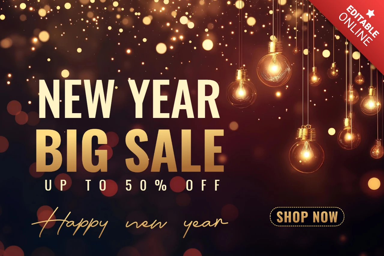Warm Lights New Year Big Sale Design Template