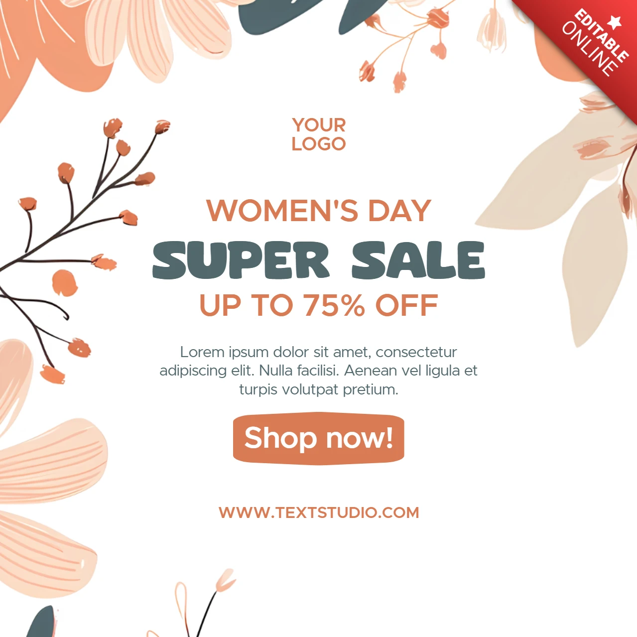 Modèle de vente de fleurs pour la journée de la femme - graphique marketing modifiable