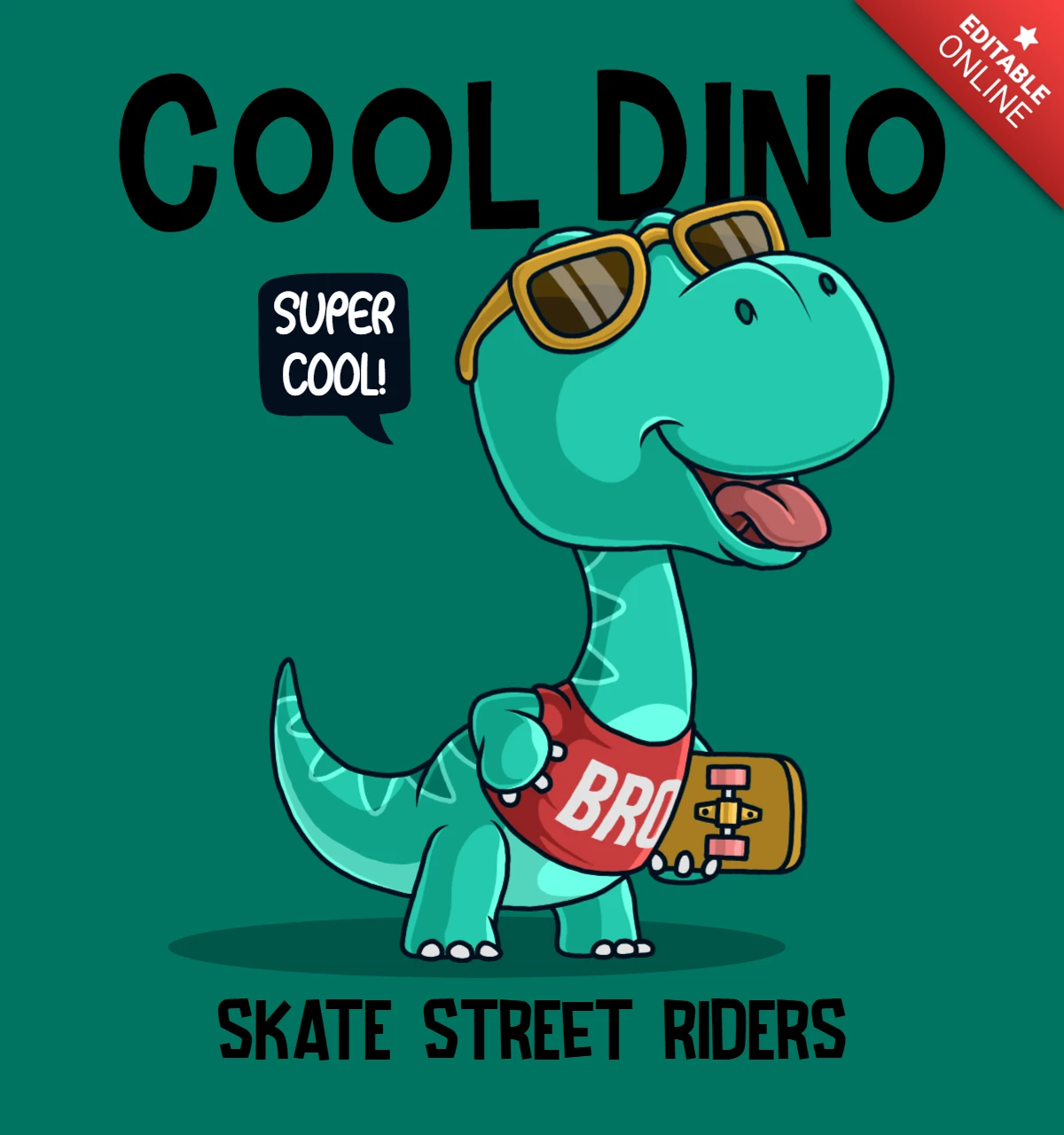 Cool Dino Skate Street Riders Design Template