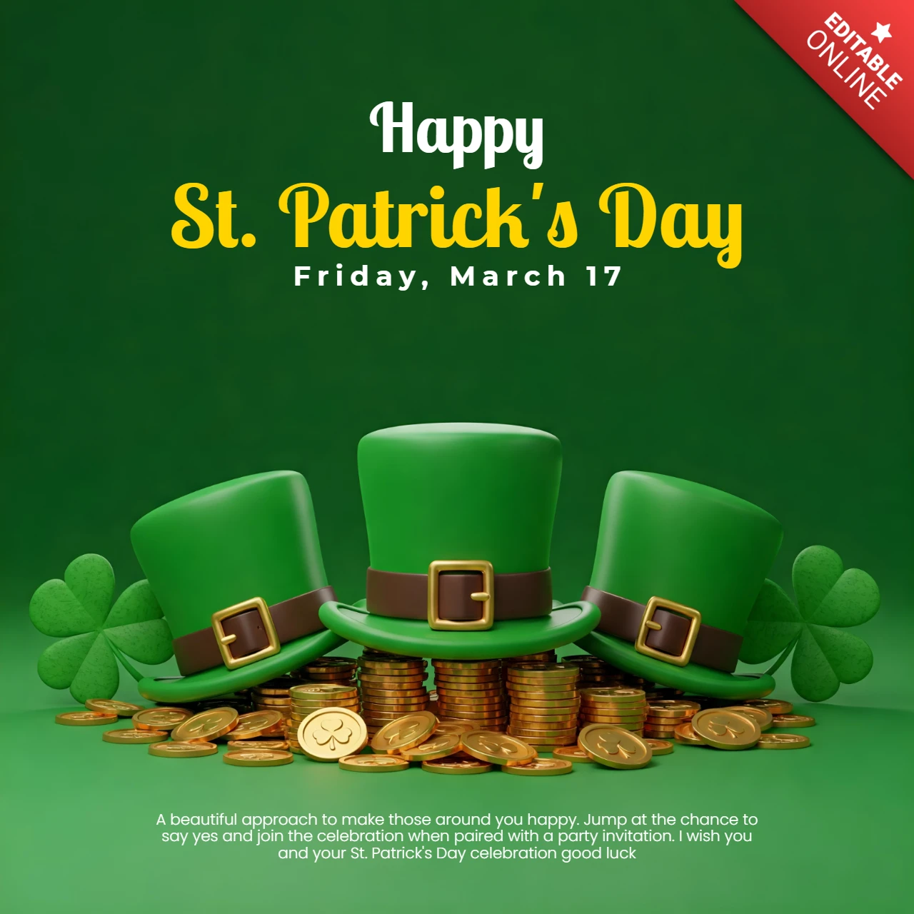 Fête de la St-Patrick - Modèle éditable pour invitations festives