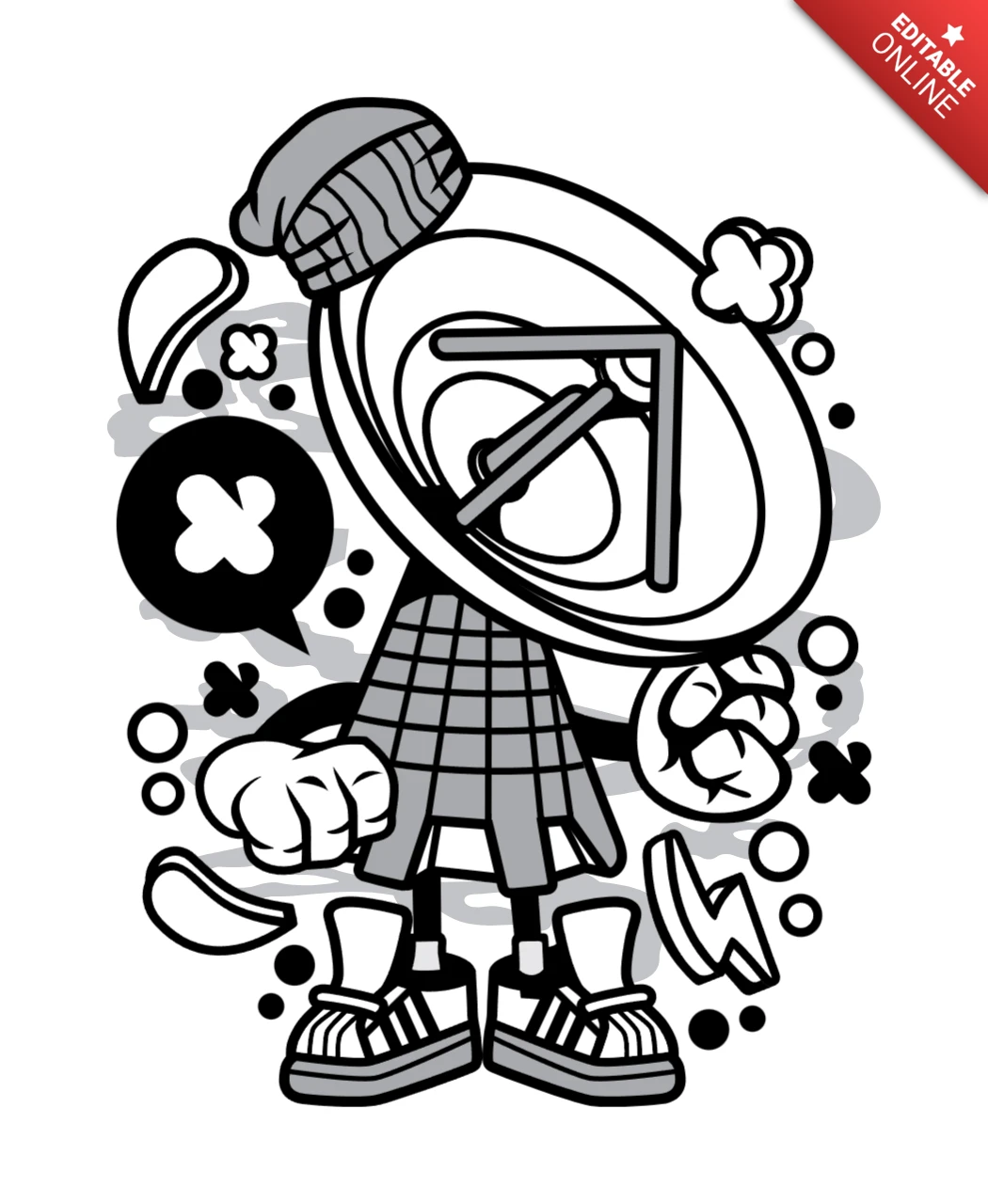 Parabolic Antenna Cartoon Character Design Template