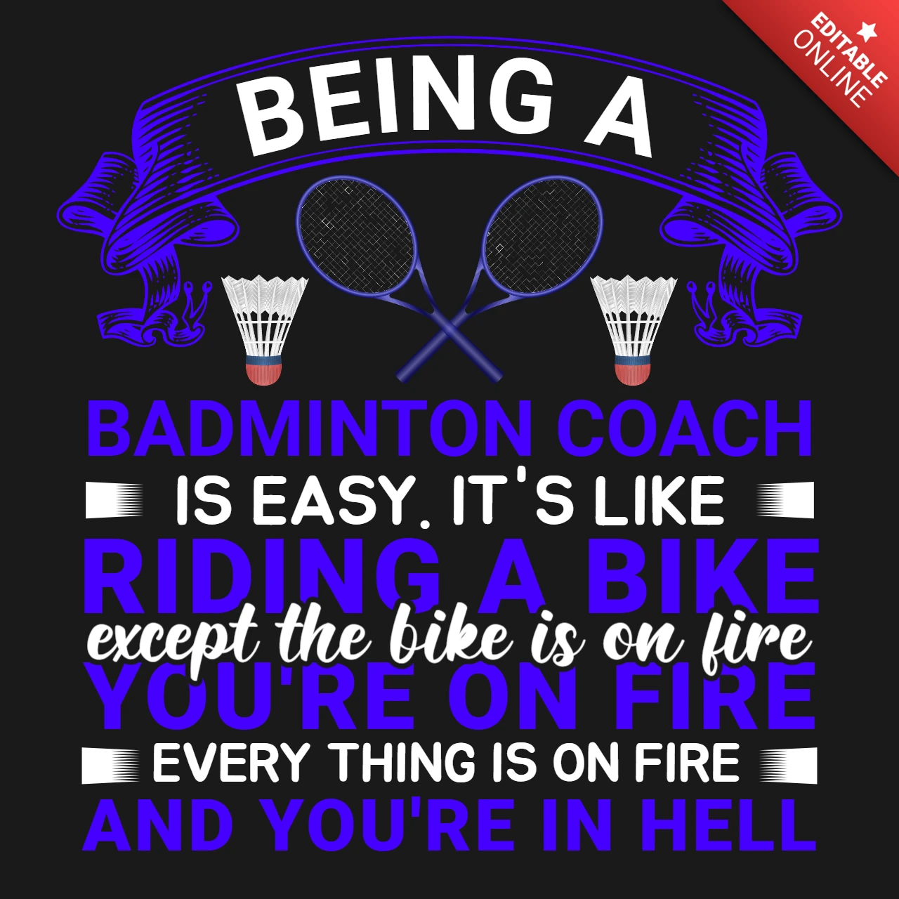 Ein badmintontrainer zu sein ist einfach t-shirt design vorlage