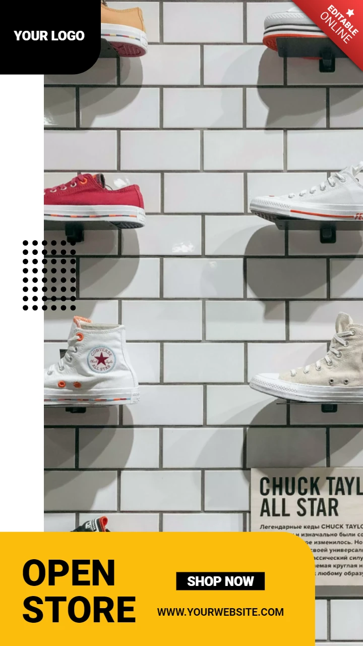 Ouvrez pop store streetwear sneakers instagram story post design template