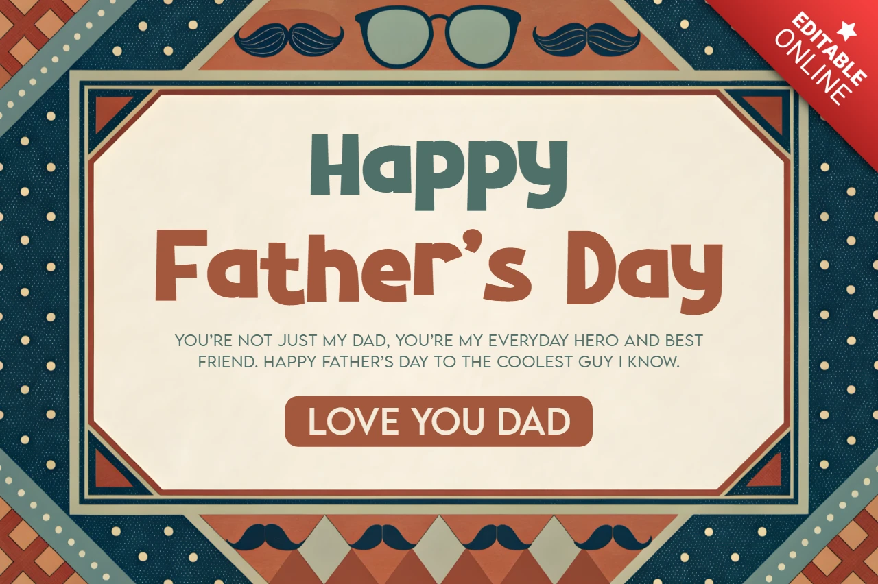 Retro Father's Day Card Design Template - Editable and Customizable