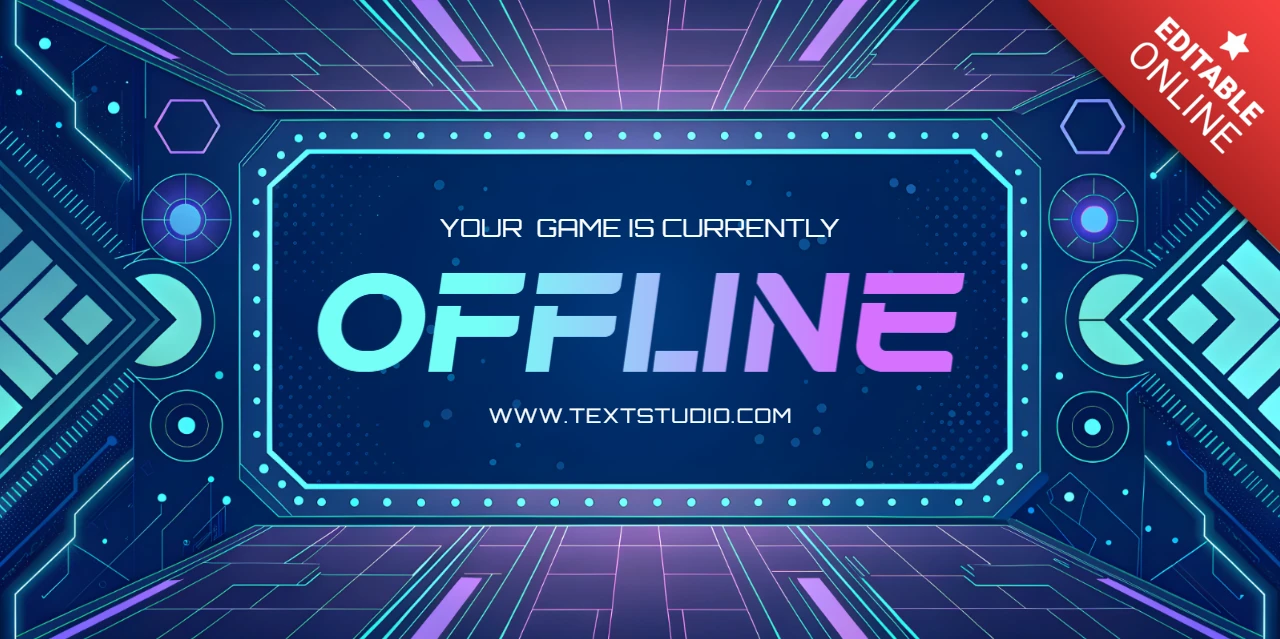 Plantilla de fondo de juego offline futurista con diseño neón retrofuturista